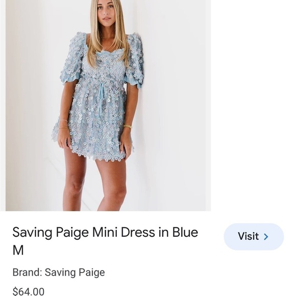 Buddy Love Light Blue 3D Floral Colby Sequin Babydoll Dress - Picture 11 of 16